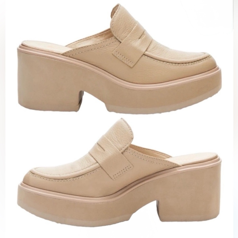 Matisse Kelly Platform Mule Loafer in Oat Leather sz 7.5